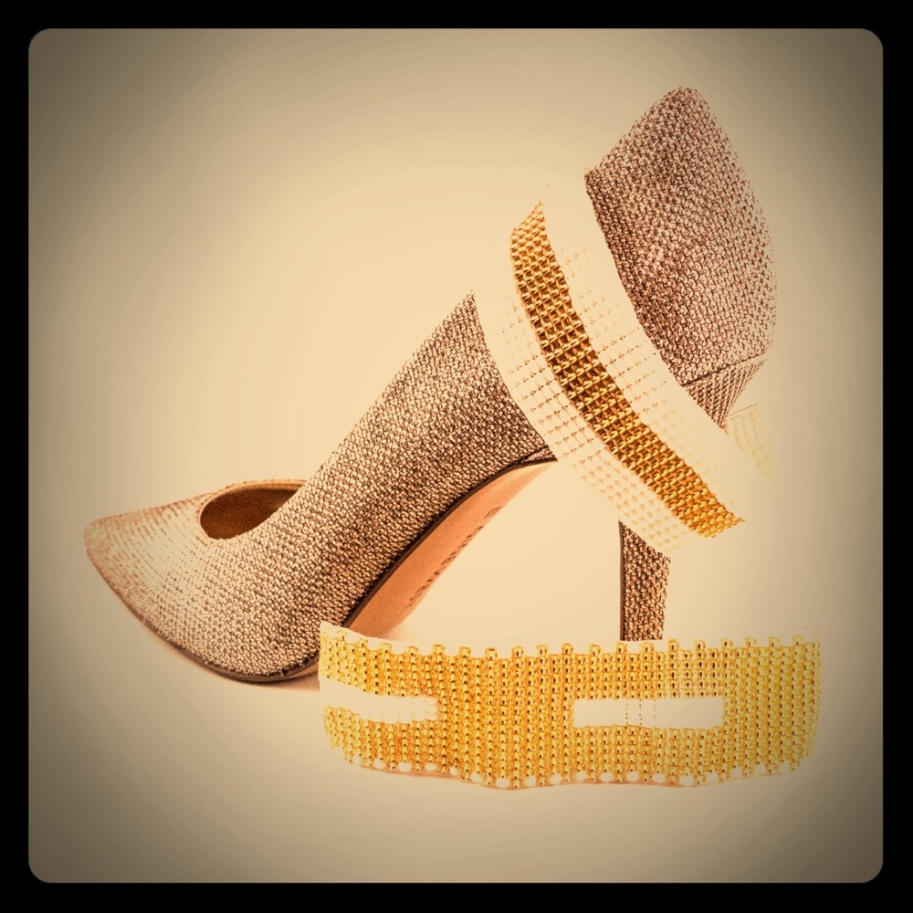 Gold and White Hand Crafted Beaded Bracelets